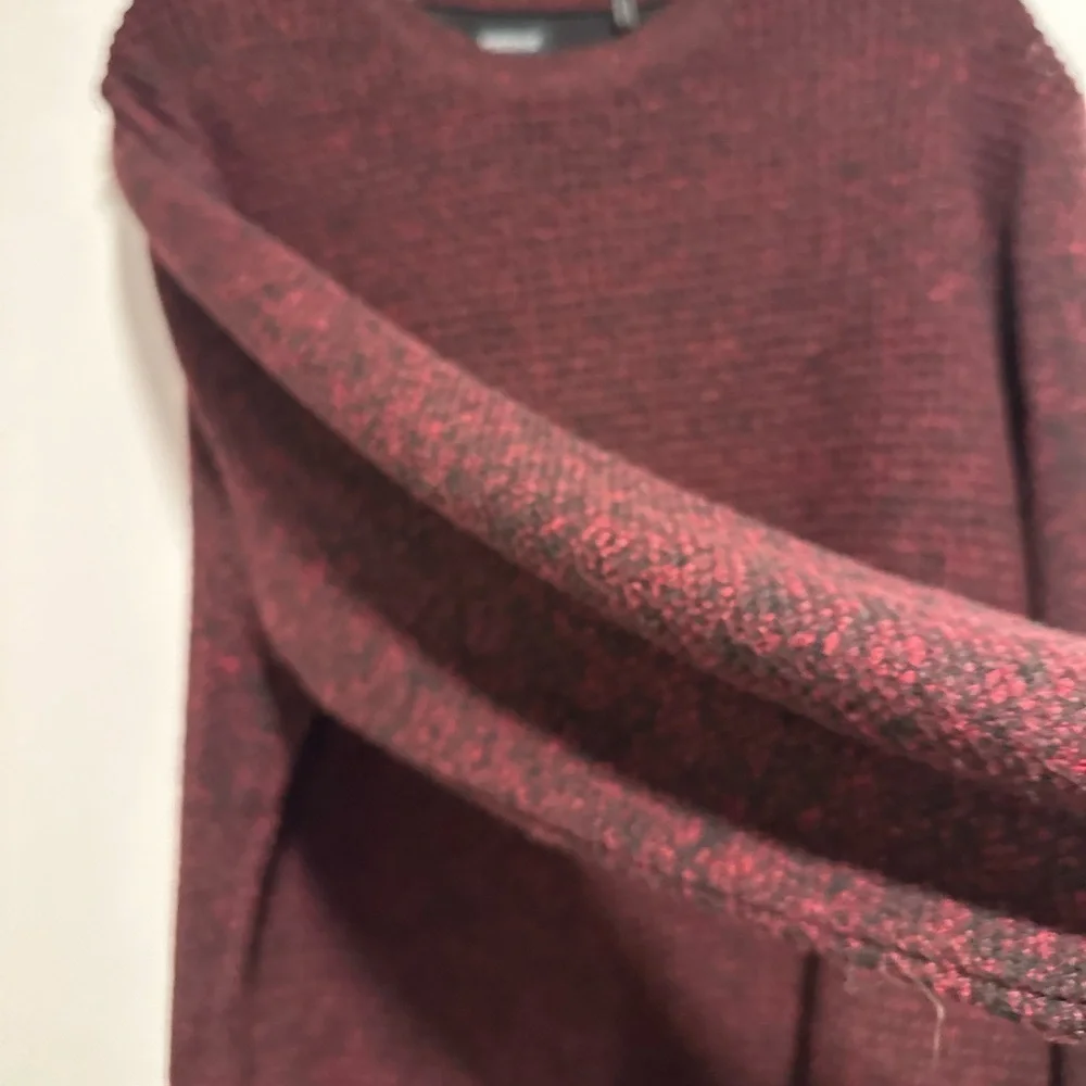 Buffalo David Button Mens XL Pullover Burgundy Speckle Knit Long Sleeve Sweater.